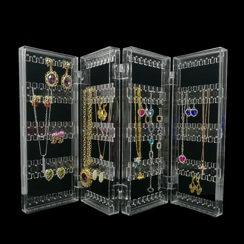 Pliable bijoux affichage dame collier boucles d'oreilles porte-trou vitrine bijoux présentoir organisateur support boîte de rangement