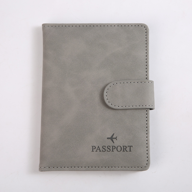 Lederen paspoorthouder covers case waterdichte reis creditcard portemonnee schattig paspoortboek voor dames/heren gesp paspoorthoes: Khaki