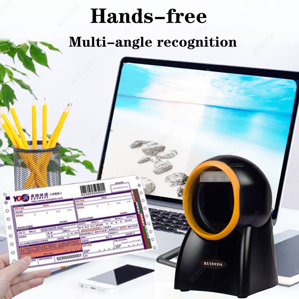 Wired Barcode Reader 1d 2d Scanner Usb Qr Code Reader Desktop Handsfree Automatische Scanner Omnidirectionele Voor Supermarkt Winkel