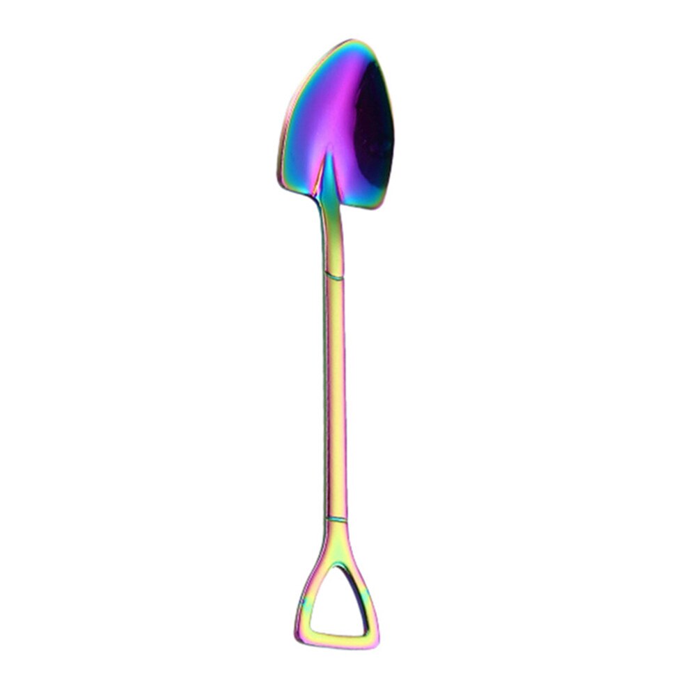 Shovel Shaped Spoon Fork Ice Cream Spoon Long Handle Coffee Western Food Spoon Fork Teaspoon Tableware Tools: spoon / multicolor
