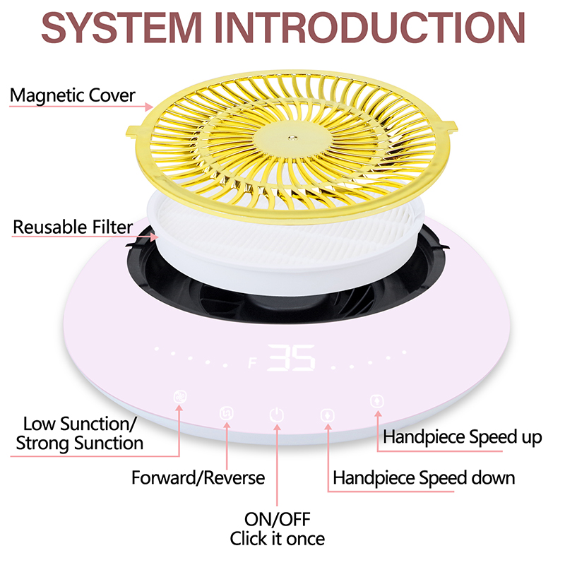 Nowy 2w1 35000 obr/min wiertarka robić paznokci maszyna z silne ssanie odpylacz robić paznokci niski poziom hałasu robić paznokci odkurzacz maszyna robić manicure