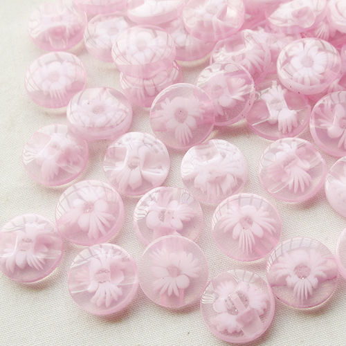 50pc Veel 14mm ROZE kleur bloem Plastic Knoppen naaien/applicaties/craft