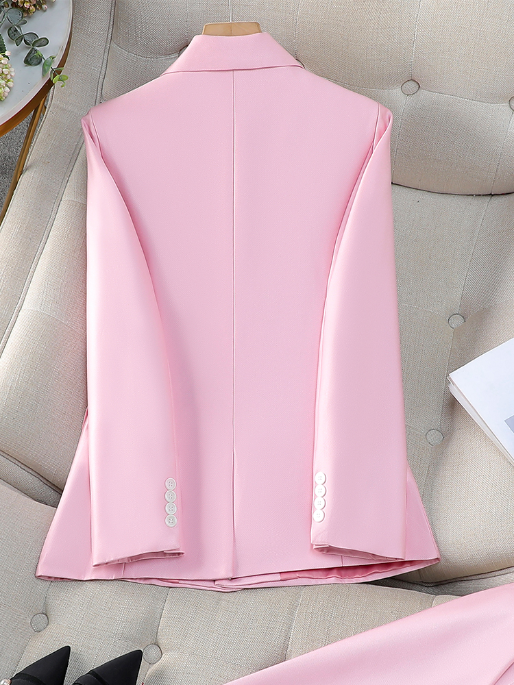 Ladies Blazer Women Orange Navy Pink Solid Long Sleeve Female Business Work Wear Slim Formal Jacket For Autumn Winter
