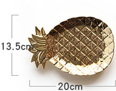 Plateau à Dessert en céramique, feuilles d'ananas, bijoux plat or argent blanc noir boucles d'oreilles anneau assiette décorative bols: D