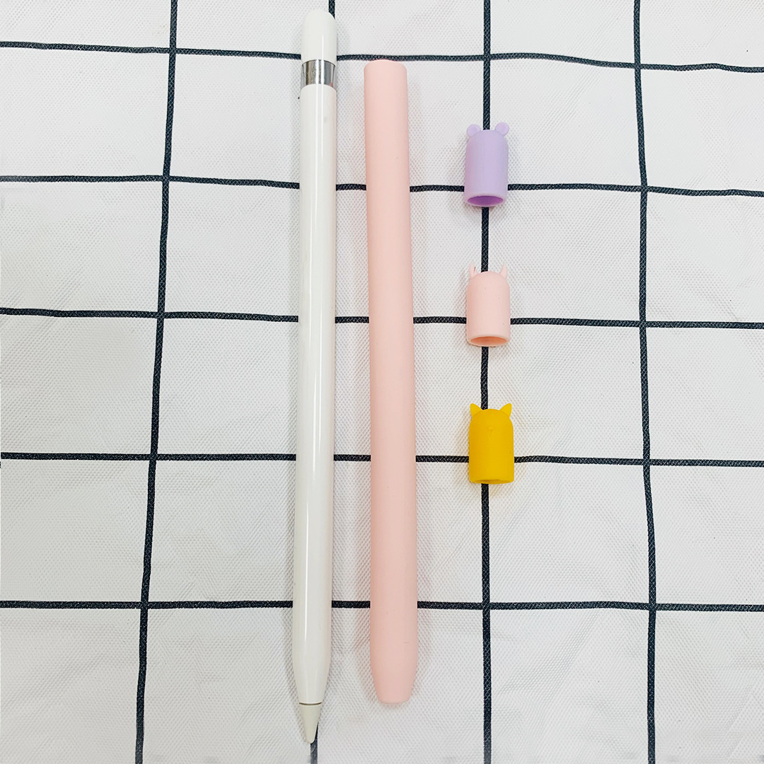 Czteroczęściowy/zestaw TPU silikonowy pokrowiec ochronny pokrywa uchwytu do Apple Pencil 1 2 akcesoria obudowa odporna na zarysowania: Pink 2nd