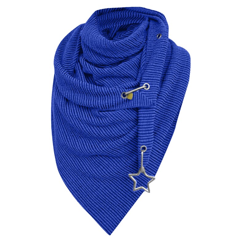 Dames sjaal dames warme wintersjaals met ster hanger zachte sjaals vrijetijds effen stippen print knoop zachte nekwikkel: Koningsblauw