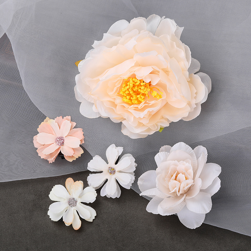 Seidenblumen-einstellen Japan Kimono Haarnadeln seitliche Haarspange Haarspangen japanische süße Chrysantheme Braut Hochzeit Haarschmuck: Hellgelb Gold Farbe