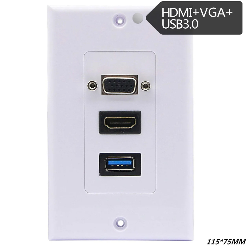 HDMI &USB 3.0 Wall Plate 3 Port, HDMI Socket Plug Insert Jack Outlet Panel Mount Support 4K 60Hz HDR 1080P 3D Ethernet: green