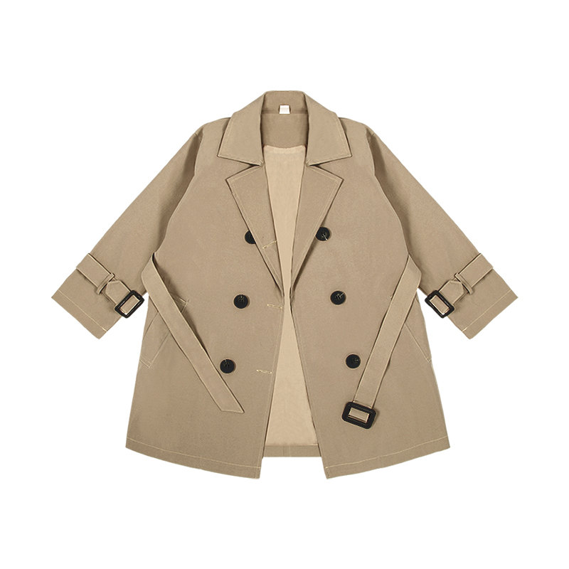 Trench-Coat avec ceinture pour garçons et adolescents, veste à Double boutonnage, coréenne, kaki, coupe-vent, vêtements d&#39;extérieur, 4-13T, automne