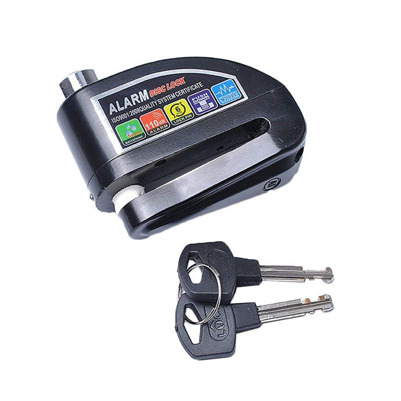 Candado antirrobo para motocicleta, bloqueo de alarma de seguridad para freno de disco de rueda, negro