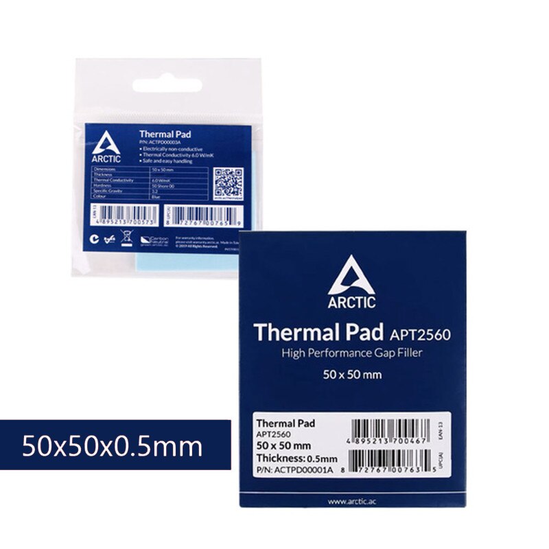 ARCTIC High Efficient Thermal Pad 145x145x0.5/1.0/1.5mm Graphics Card Memory North And South Bridge Water Thermal Pad 6.0 W / mK: 50X50X0.5mm