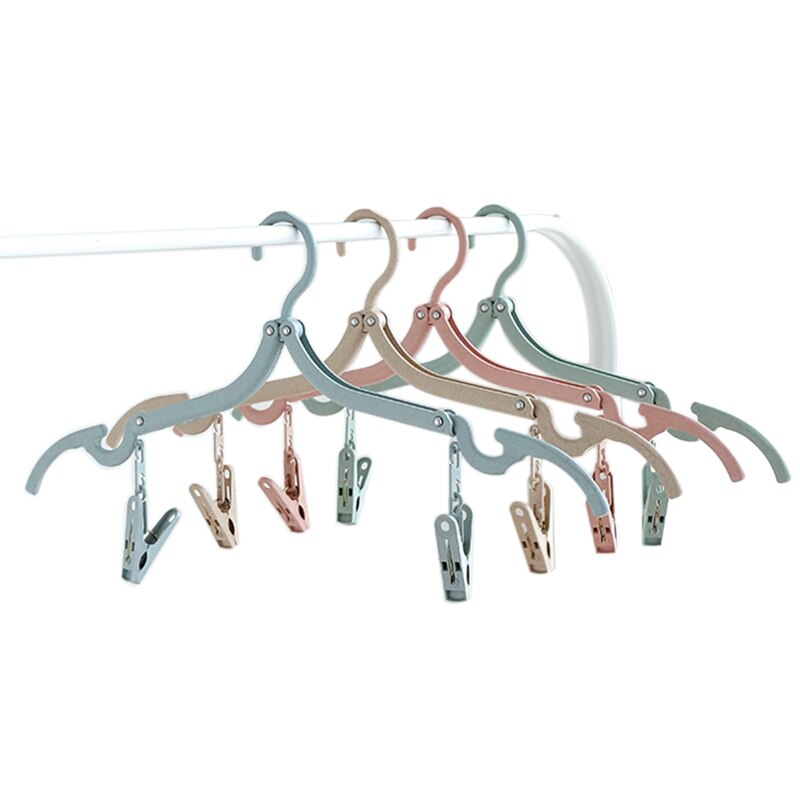Draagbare Hanger Vouwen Droogrek Plastic Display Hanger met Clips Reizen Business Thuis Hanger Kleding Kledingkast