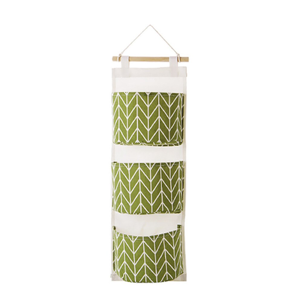 3 Pockets Wall Hanging Storage Bags Cotton Linen Door Organizer Hang Bag Wall Pouch Cosmetic Toys Home Office Organizer AUG8