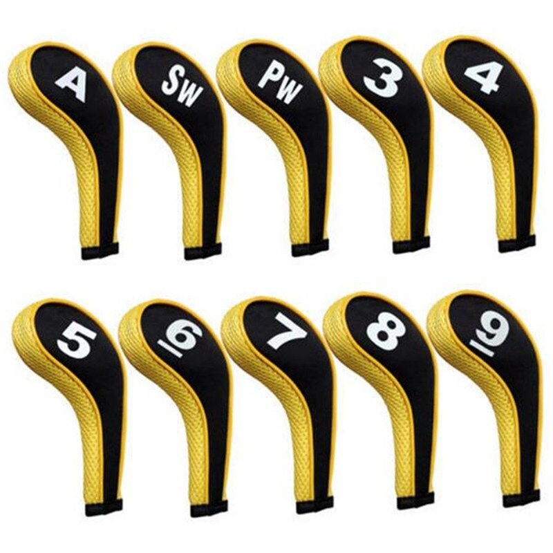 Cubierta de putter Golfclubs con capucha, juego de hierro, cubre cabeza, Beschermende, accesorios de Golf al aire libre, 10 Uds.: YELLOW