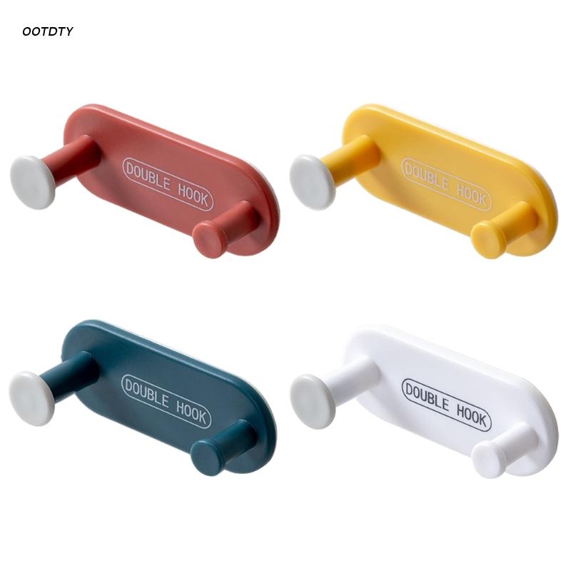 4Pcs Wall Mount Plastic Key Holder Double Hooks Cable Organizer Clothes Hanger
