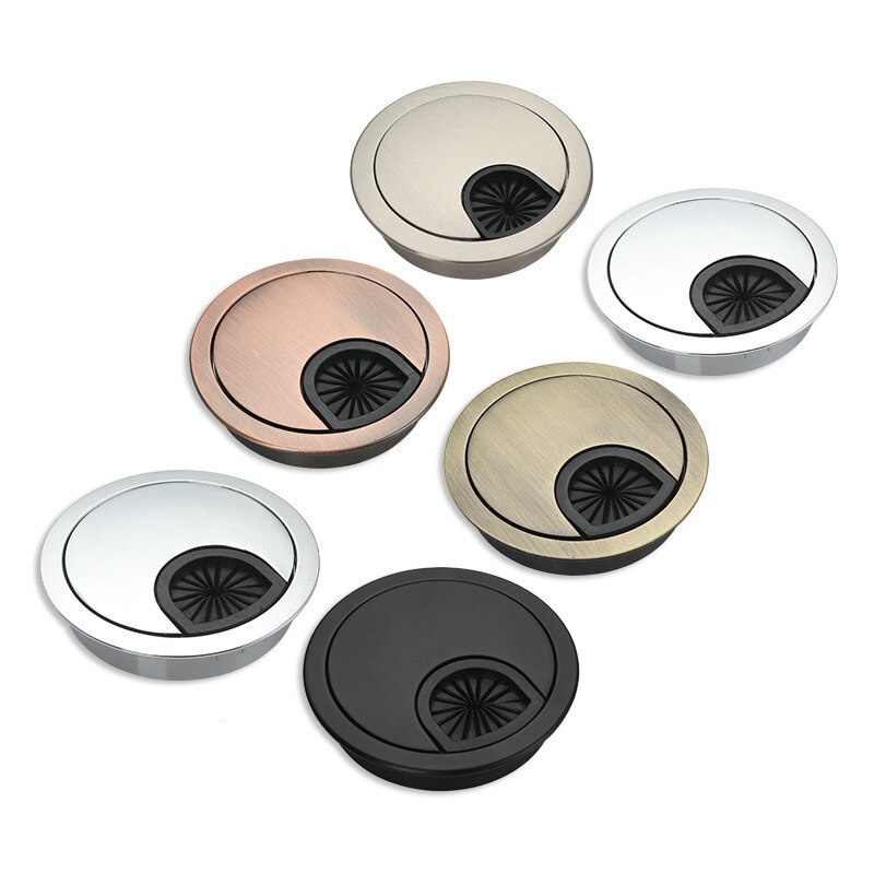 Zinc Alloy Cable Hole Cover Desk Cord Grommet Cable Pass Through Organizer 50/53/60mm Roun Line Holder Office desk accessories