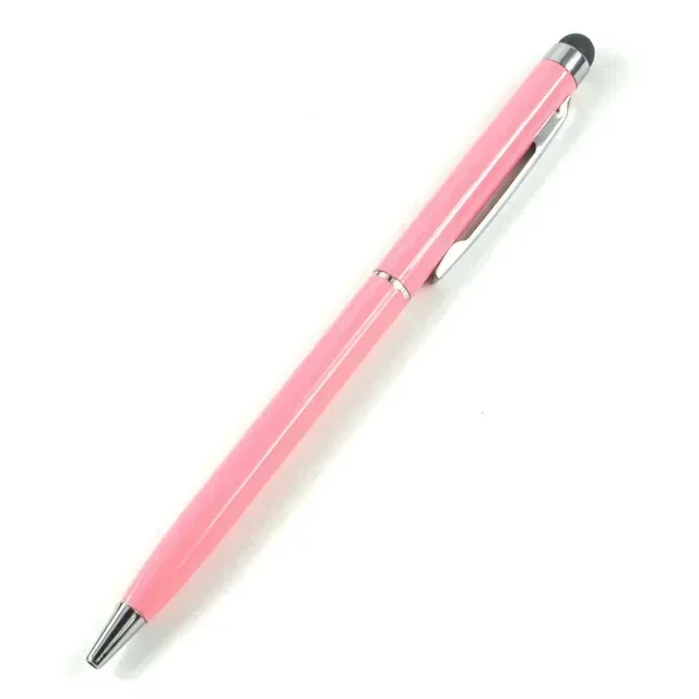 20-200 pennen per pakket Mini metalen 2-in-1 Stylus Universele balpen Aangepast logo Tekstgravure Kantoor School Reclamepen: WHITE / Black