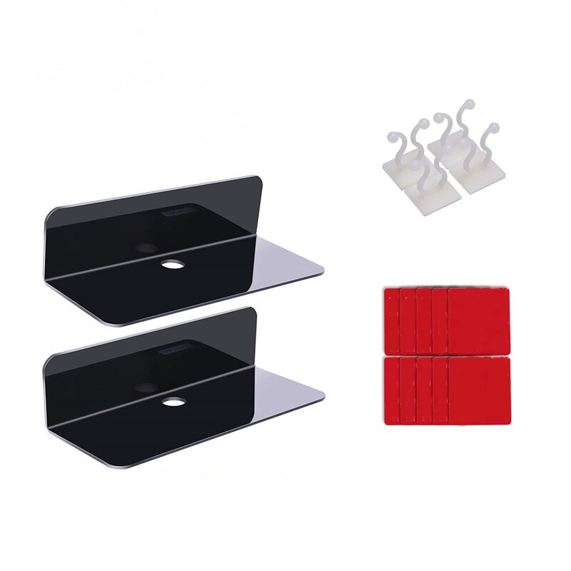 2 Stuks Acryl Drijvende Muur Planken Dae-Gratis Uitbreiden, Voor Luidspreker: Black
