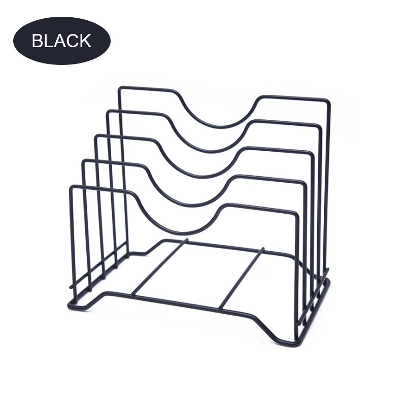 Multifunctional Pot Lid Holder Lid Organizer Metal Pot Lid Rack Storage Pan Lid Cover Cabinet Pantry Holder Rack Organizer: Black