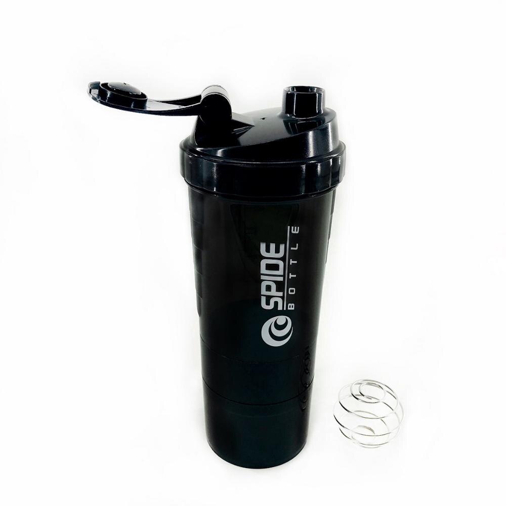 19oz bpa gratis bærbar proteinpulver fitness sports shaker flaske med twist lock protein box opbevaring og blandingsbold: Sort