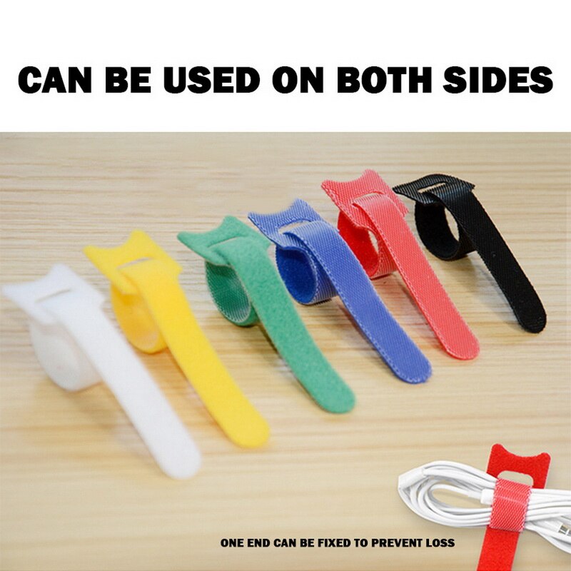 50Pcs Reusable Black Cable Cord Nylon Strap Ties Tidy Organiser Tool Hook And Loop Cable Ties Multiple Colour