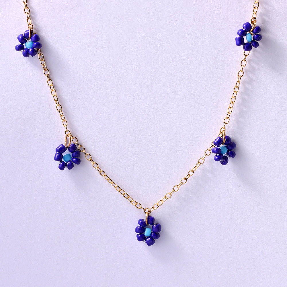 Collana di perline fiore margherita arcobaleno multistrato per donna cubana catena robusta girocollo Set gioielli bohémien regalo per feste Femme: 061202NB