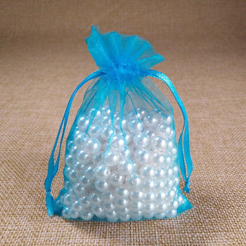100pcs/lot 5x7 7x9 9x12CM Organza Bags Wedding Party Christmas Decoration Drawstring Bag Pouch Jewelry Packaging Bags