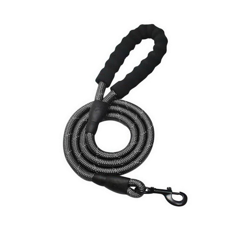 Reflekterende stor hundesnor nylonreb løbebånd til kæledyr, sporbånd lang blyhund bjergklatrereb til mellemstor hund: Sort