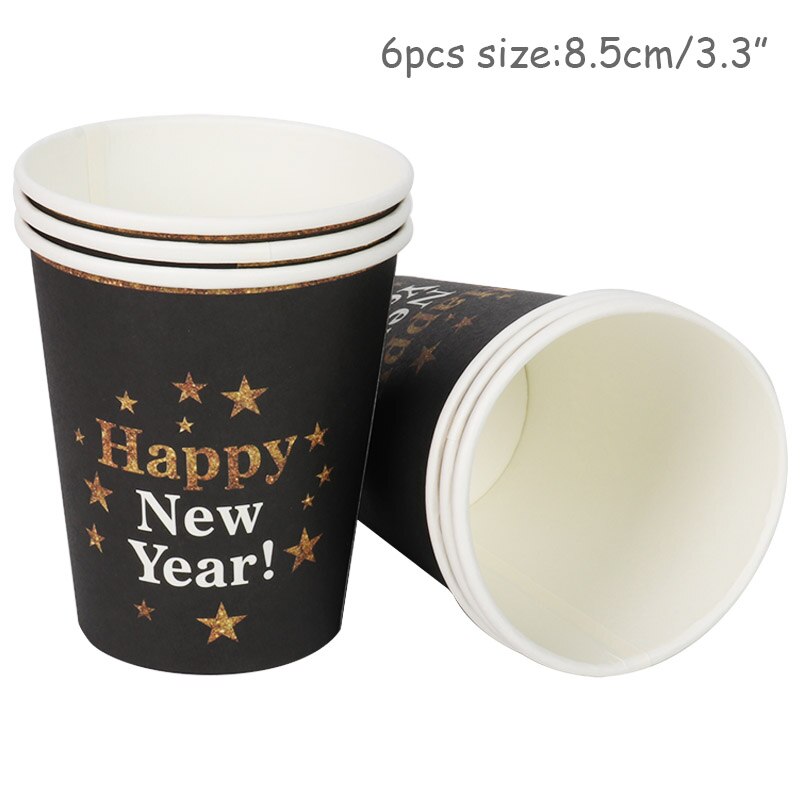 69 stuks wegwerpservies voor een happy year-feest, feestbenodigdheden, papieren banners, borden, bekers, kerstavond