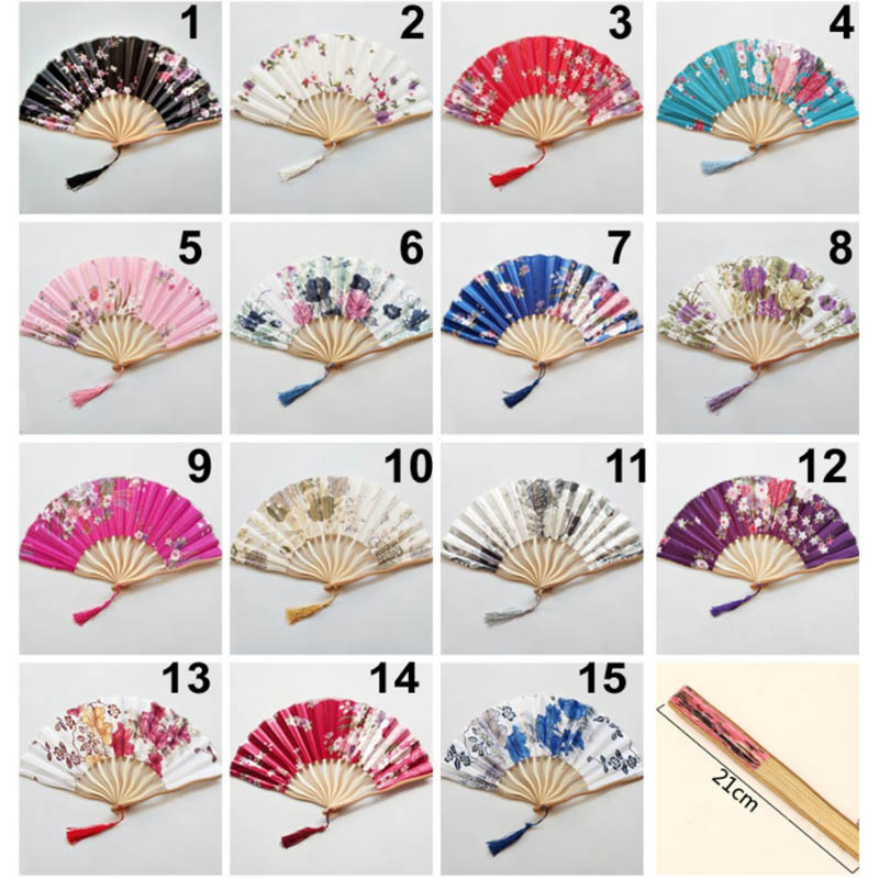 1PC Kreative Chinesische Klassische Blume Falten Hand Gehalten Prom Handwerk Fan Bambus Papier Party Hochzeit Geburtstag Dekor Jahrgang Bambus SW