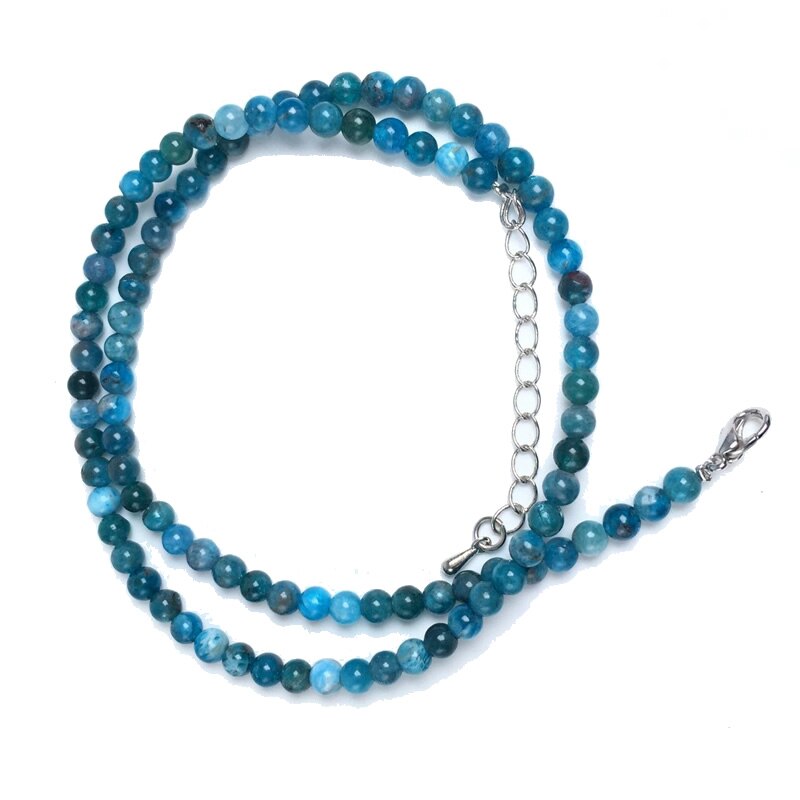 Natuurlijke 4Mm Crystal Quartz Toermalijn Lapis Lazuli Kralen Ketting Granaat Meerdere Kleuren Cadeaus Voor Meisjes Mode Armband Choker: Blue apatite