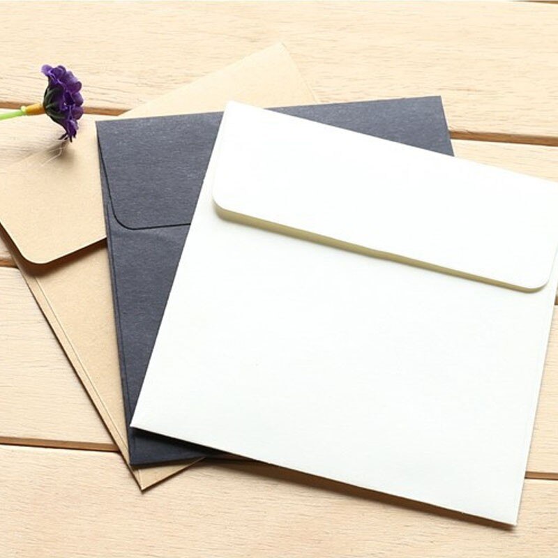 10Pcs 8 Kleur Vierkante Blanco Enveloppen 100*100Mm Wenskaarten Mini Cd Enveloppen Kaart Huwelijksuitnodiging