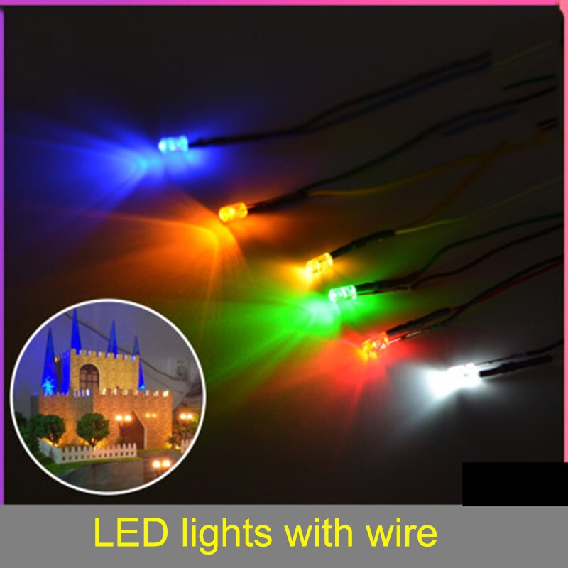 20pcs/lot DIY Building Model Making Materials Sand Table Small Bulbs Flat Head with Line LED Lights 6 Colors