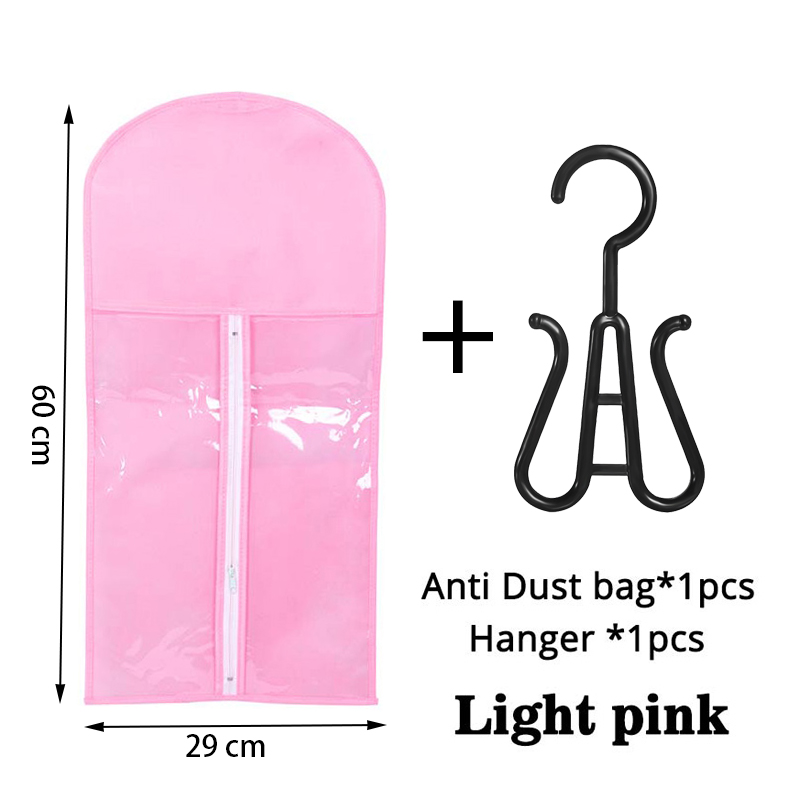 1Set Pruik Opbergtas Met Hanger Haartassen Met Plastic Hanger Voor Maagdelijk Haar Zwarte Pruik Organizer Hangers Voor Meerdere Pruiken Nieuw: Blauw