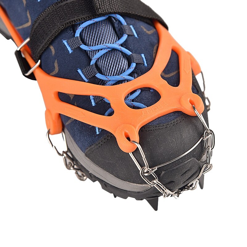 Ijs Cleats Stijgijzers Tractie Sneeuw Grips Laarzen Schoenen Anti Slip 12-Spikes Veilig Beschermen Voor Wandelen Klimmen Bergbeklimmen