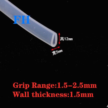 2 meters U-channel Silicone rubber shower door glass sealing tape Edge trim weathering edge guard: 5X12