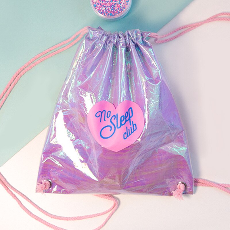 PVC sacs à cordon pour femmes bonbons couleur gelée sac de plage belles filles voyage sacs à dos brillant hologramme cartable