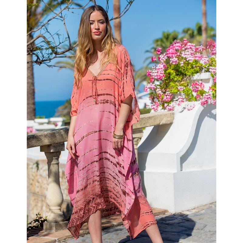 Maxi kaftan strand chiffon cover up pareos de playa mujer strandkleding oversized bikini cover up robe plage sarong strand tuniek