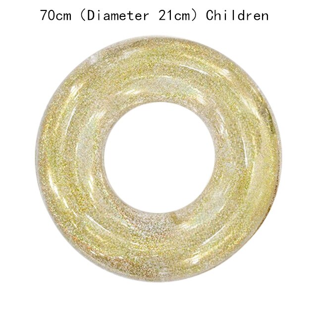 Swimming Sequin Float Inflatable Swimming Pools Cystal Shiny Swim Ring Multi-size Adult Pool Tube Circle for Swimming Pool Toys: 70gold
