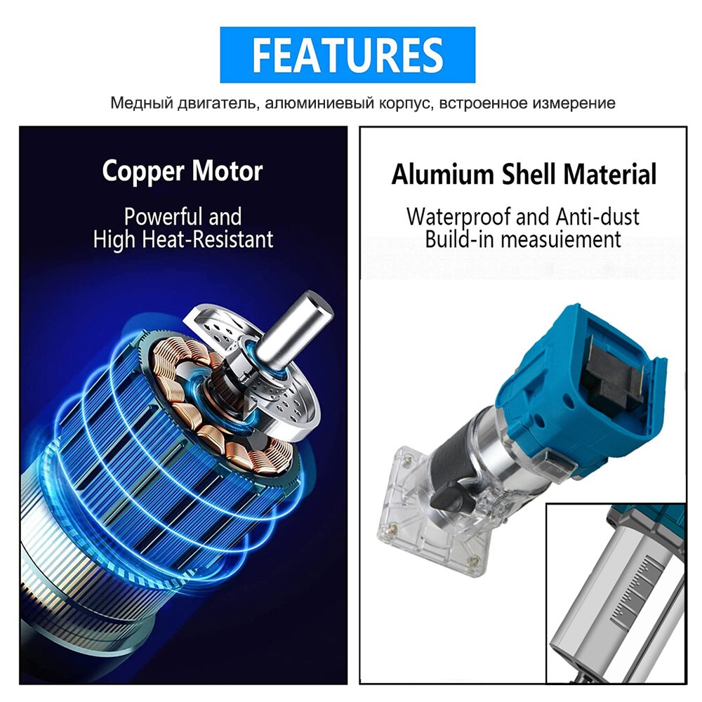 Fresadora de madera Manual, recortadora eléctrica de 6,35mm y enrutador de madera para carpintería, fresadora de 110v/220v, 3 opcionales