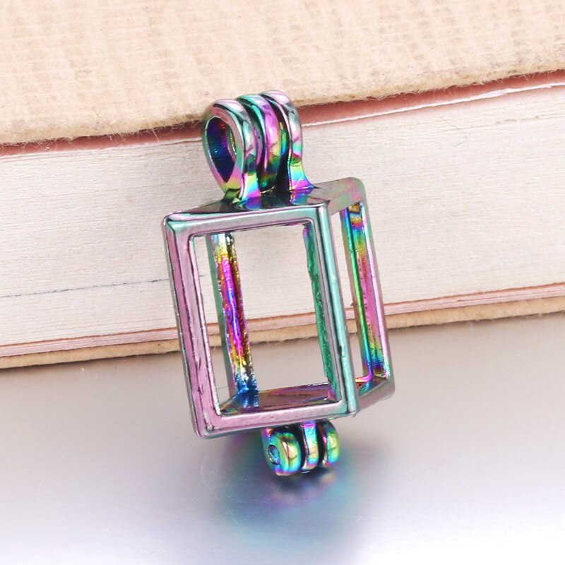 6pcs/lot 16 styles Rainbow Color Pearl Cage Bead Cage Essential Oil Diffuser Locket Pendant DIY Jewelry Making for Oyster Pearl