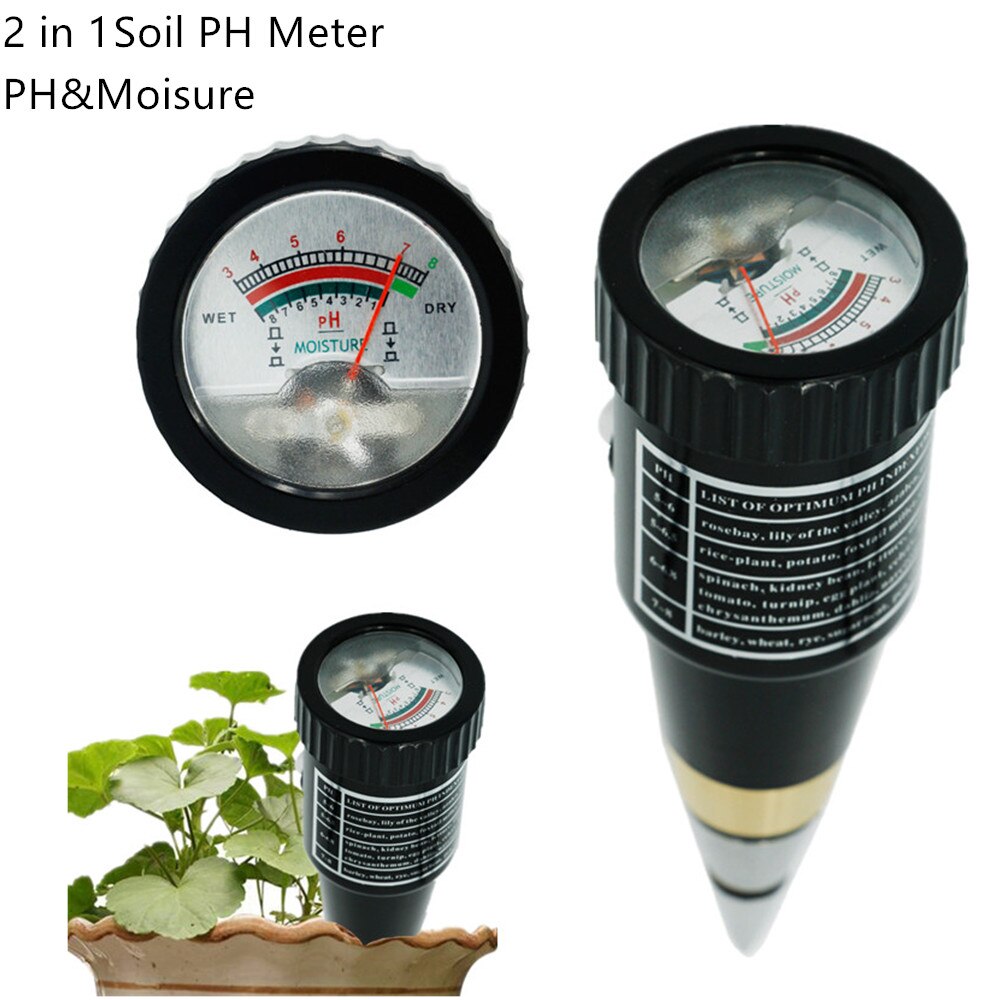 2/3/4/5 in 1 Soil PH Meter Moisture Monitor Sunlight Intensity Temp Tester Soil Water PH Light Meter Garden Test Tool for Plants: 2 in 1