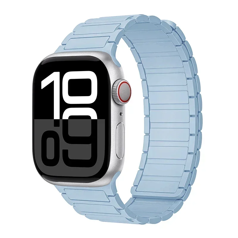 Magnetarmband für Apfel Uhr Band 45 mm 44 mm 40 mm 46 mm 41 mm 42 mm 38 Silikonarmband iWatch Serie 8 7 6 Se 9 10 Ultra 2 49 mm: Rose grün / 14mm