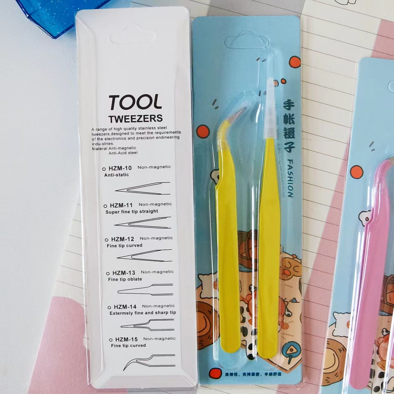 Minkys Aankomst Snoep Kleur 2 Stuks Pincet Tool Voor Tijdschrift Sticker Esd Schoonheidssalon Diy Staal Pincet Spot Accessoires