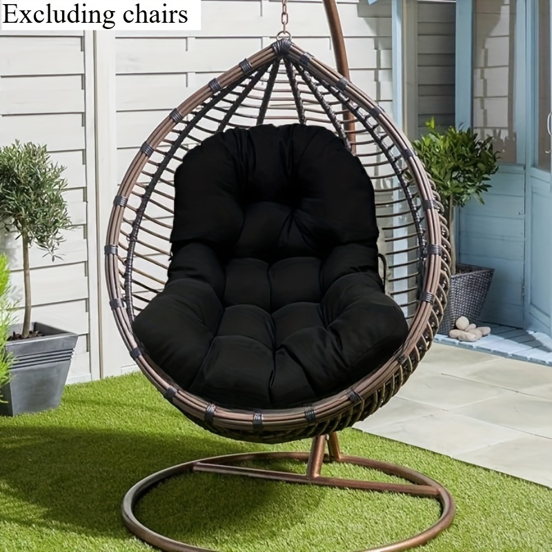 Ganzjahres-Chaiselongue, Balkon-Garten-Sitzkissen, Hängesessel-Sitzkissen (Hängesessel nicht enthalten): schwarz