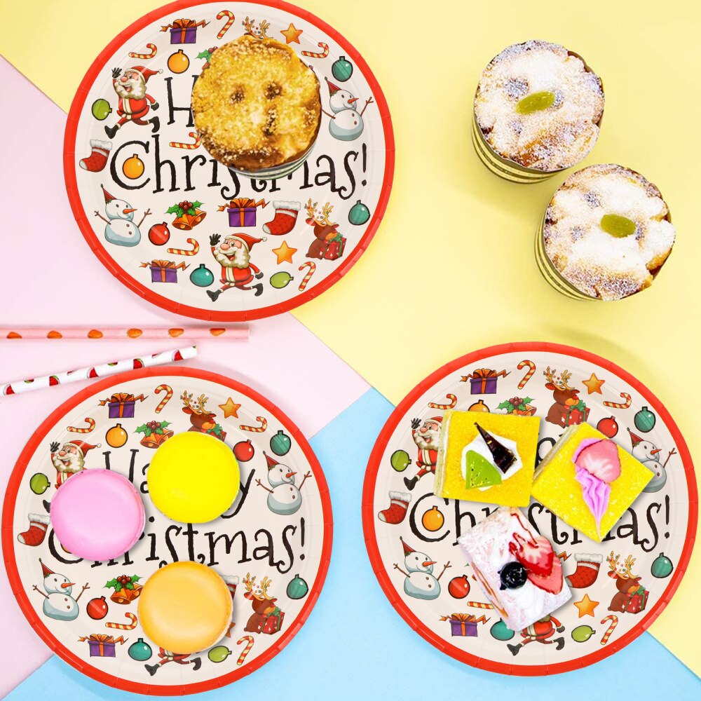 1 Set Paper Plate Christmas Plates Party Tissue Dinnerware Set Party Supplies