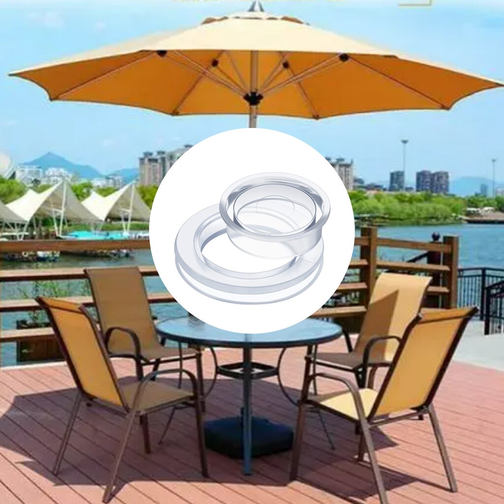 Umbrella Thicker Hole Ring Plug and Cap Set for Glass Outdoors Patio Garden Deck Table 2 Inch Clear Standard Size