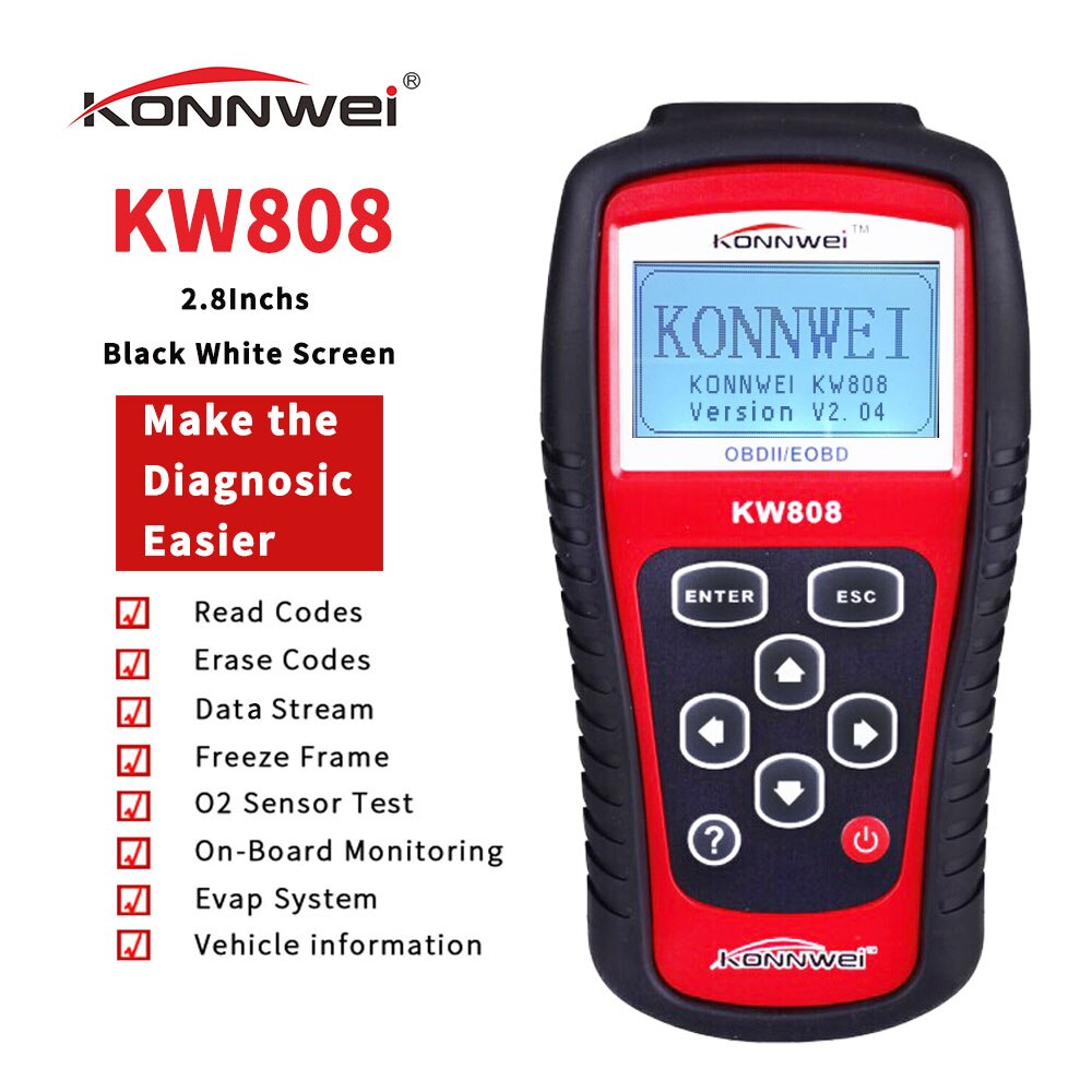 KONNWEI KW808 OBD2 Auto Scanner OBD Auto Diagnose Tool Engine Fault Code Reader