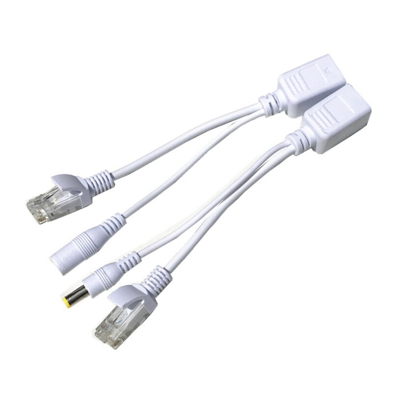 2Pcs POE Adapter cable RJ45 Injector Splitter Kit Tape Screened Passive Power Over Ethernet12-48v Synthesizer Separator Combiner