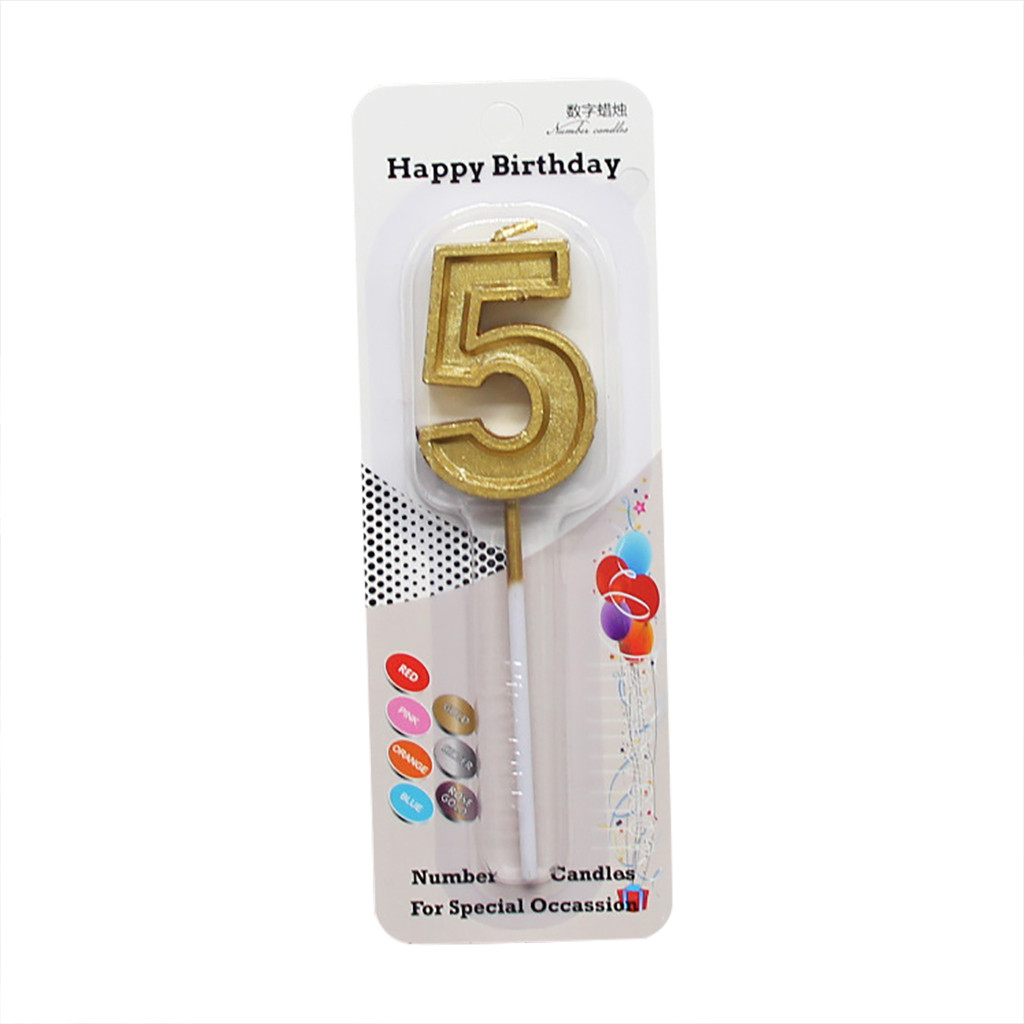 1pc paillettes or R 0-9 nombre bougies joyeux anniversaire gâteau Topper ornements Cupcake décoration cire artisanat fête d'anniversaire fournitures: E